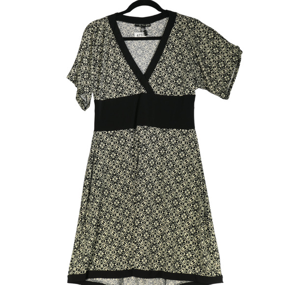 City Triangles Dress Womens Large Black Brown Contrast Sheath Shift Slinky - Picture 3 of 8